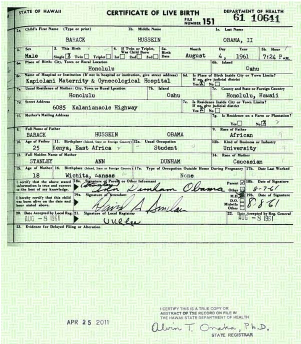 Obama Birth Certificate - www.RC123.com
