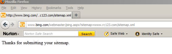 screen Capture Bing Submit Sitemap - www.RC123.com